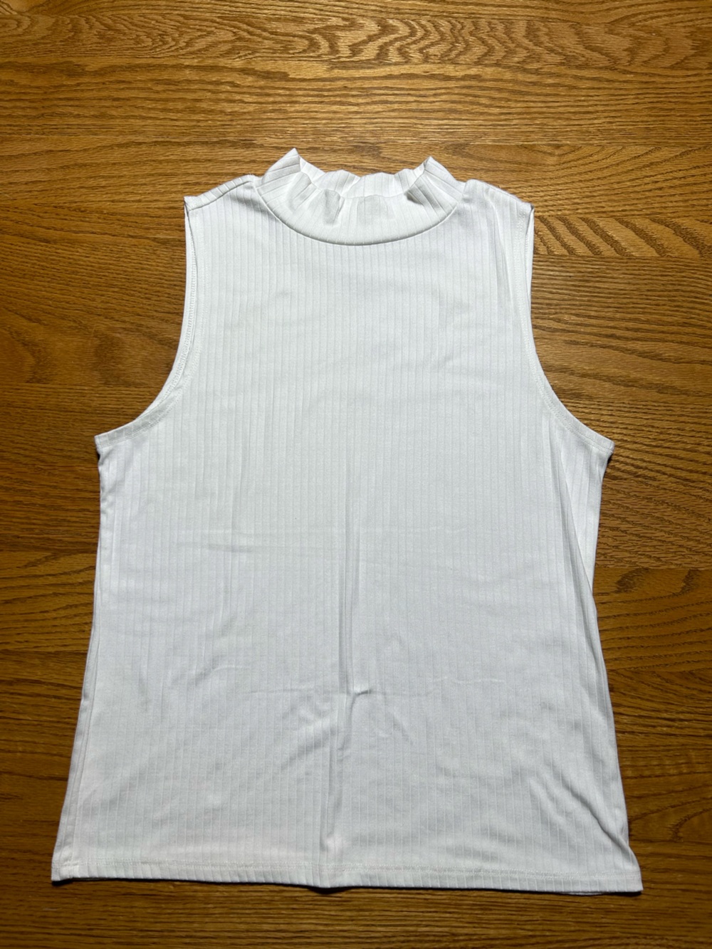 Women's Vintage One Step Up White Ribbed Mock Neck Tank Size XL